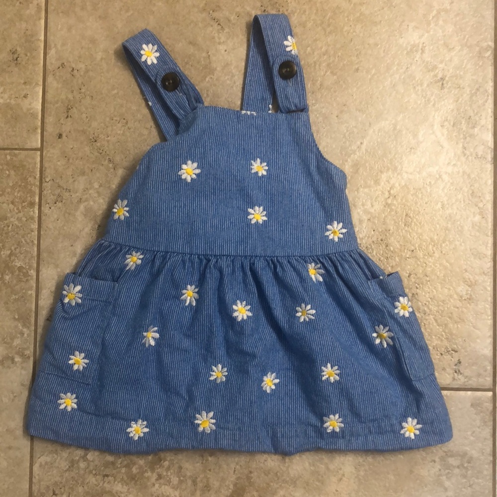 Denim daisy pinafore dress